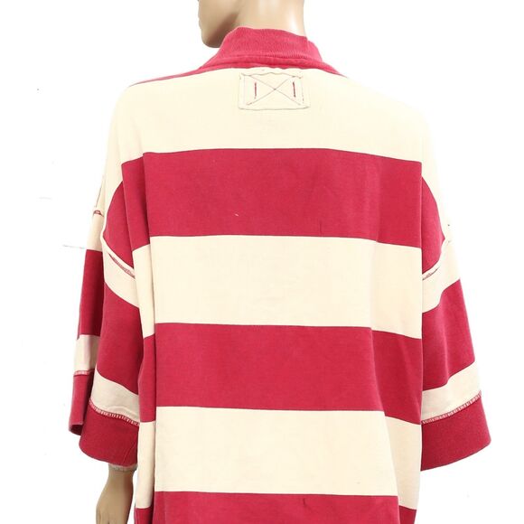 Free People We The Free Seaside Funnel Pullover Top Oversized Striped M 283934 - Picture 8 of 9